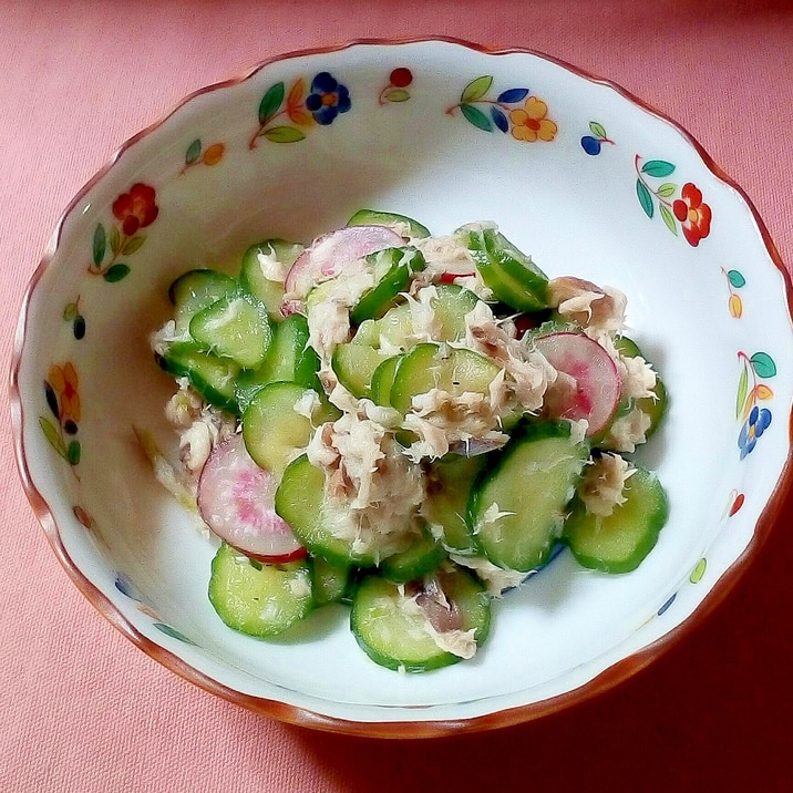 ほぐし鯵入り胡瓜のヘルシー酢のもの